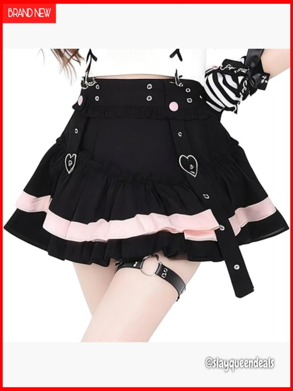 High Waist A-Line Mini Skirt with Suspenders Pleated Y2K Casual Fashion